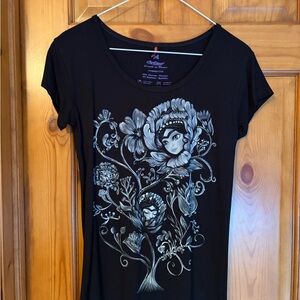 Sourpuss Black Tee with Floral Graphic